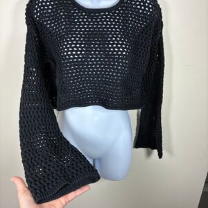 Arizona Open Knit Whimsigoth Crochet Top Cropped Layering Grunge Goth Mesh Sheer